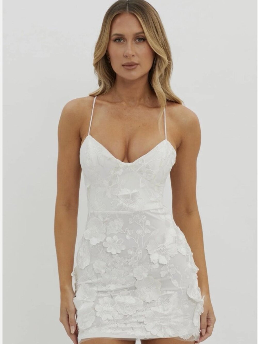 Selfie Leslie Butterfly Feelings Embellished Mini Dress White Size US L